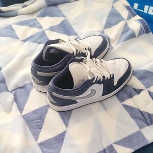 Men's White and Blue Sneakers